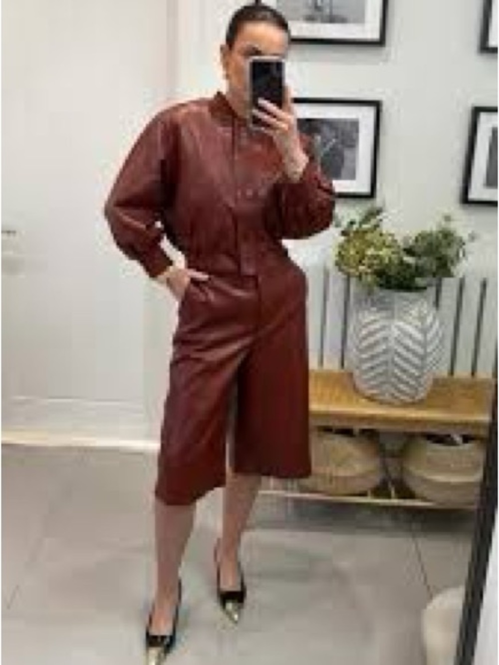 ZARA FAUX LEATHER LONG BERMUDA SHORTS - Picture 5 of 8